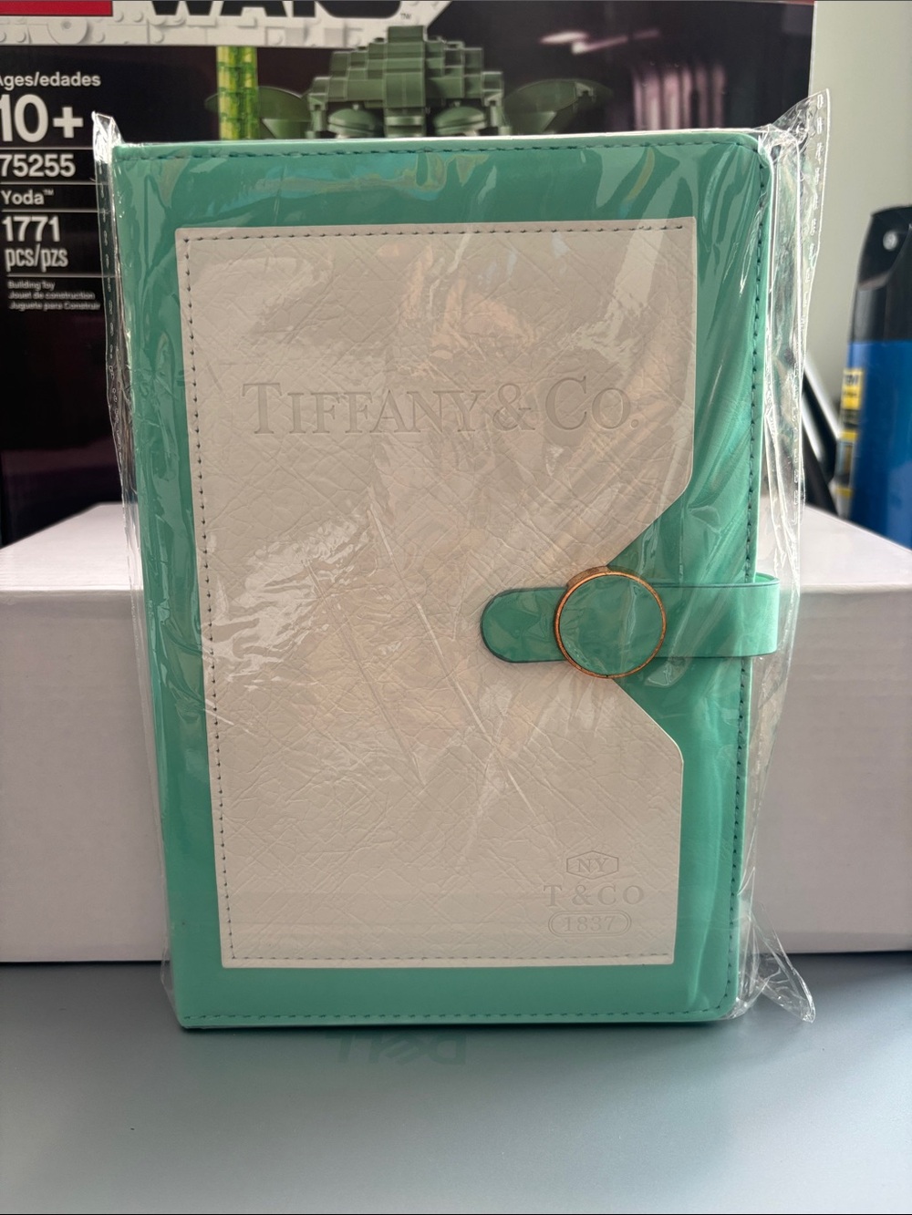 GWP Tiffany & Co. Turquoise and White Notebook with Gold Accent